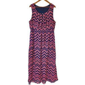 Love Cameron Chevron Maxi Dress Women's 3X Sleeveless Flowy Bold Artsy Casual